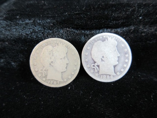 Barber Silver Quarter Lot of Two