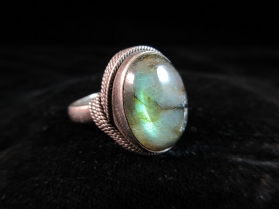 Signature India Sterling Silver Labrodite Stone Ring. Imperfection in Stone