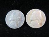Lot of Two Silver war Time Nickels