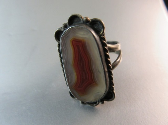 Vintage Natural Stone Sterling Silver Ring