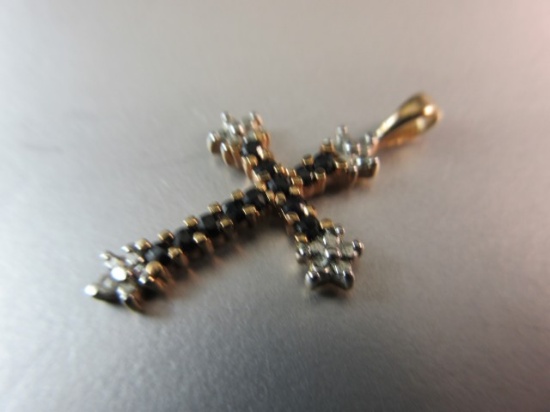 Sapphire gemstone Gold Over .925 Silver Cross Pendant