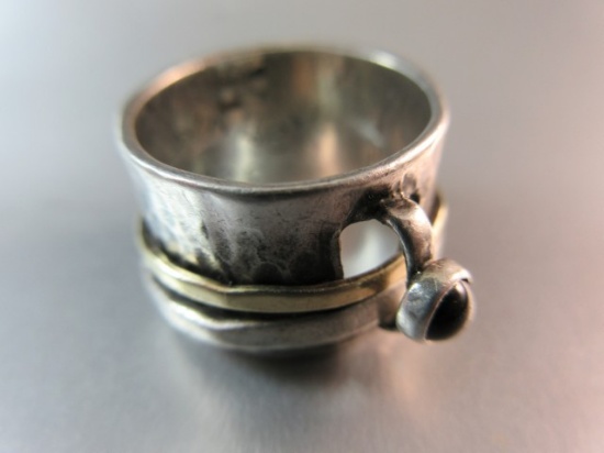 Artisan Gold and Sterling Silver Ring
