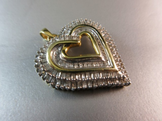 Gold Over .925 Silver White Stone Heart Shaped Pendant