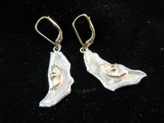 Artisan Gold and Sterling Silver Dangle Earrings