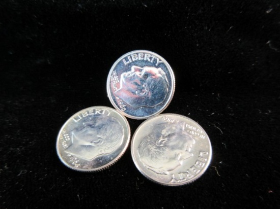 1960-63-64 Silver Dimes In BU Condition