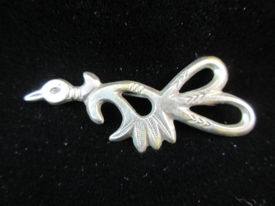 Vintage Cast Sterling Silver Pin Bird Themed