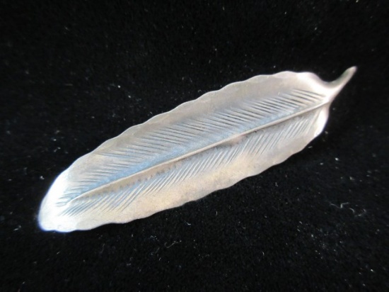 Vintage NYE Sterling Silver Feather Pin