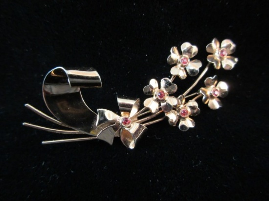 Vintage Coro Sterling Silver Flower Pin