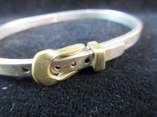 Vintage Mexico Belt Themed Sterling Silver Bracelet