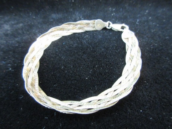 Sterling Silver Braided Herringbone Bracelet