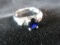 Blue Center Stone White Stone Accent Sterling Silver Ring