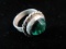 Large Green Center Stone Sterling Silver Vintage Ring