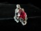 Large Red Center Stone Cast Sterling Silver Ring