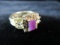 Gold Over Sterling Silver Red Center Gemstone Ring