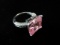 Large Pink Center Stone .925 Silver Ring