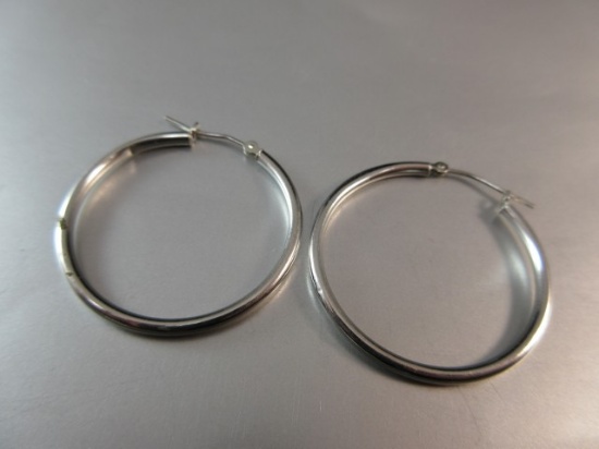 14k White Gold Hoop Earrings