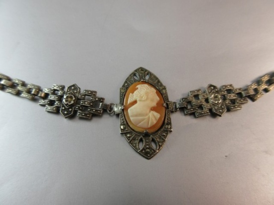 Antique Sterling Silver Cameo Bracelet