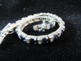 White and Blue Sapphire Gemstone Tennis Bracelet