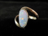 Fire Opal Set Sterling Silver Ring