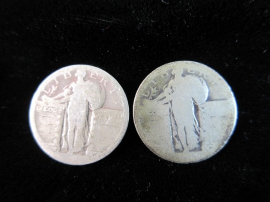 Lot of two Silver Standing Liberty Quarters No Date