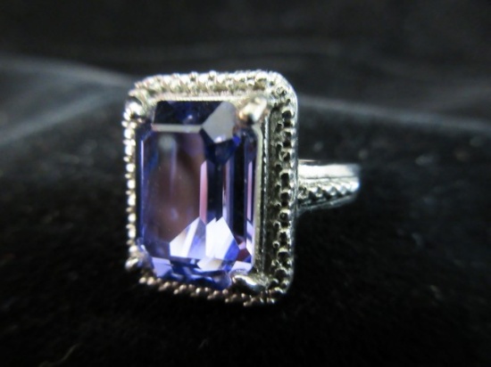 316 LSS Blue Center Stone Ring