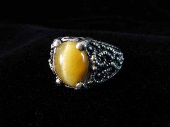 Sterling Silver Yellow Linde Stone Ring