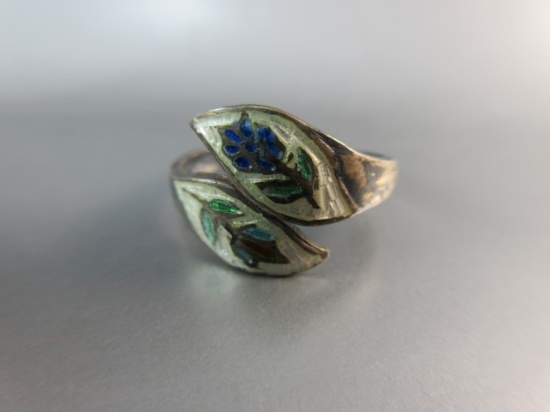 Vintage Siam Sterling Silver Enamel Ring