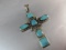 Large Spider Turquoise 4” Cross Sterling Silver Pendant