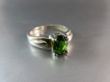 Green Center Stone Sterling Silver Ring