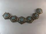 Vintage Filigree Sterling Silver Bracelet with Turquoise Accent. Missing On