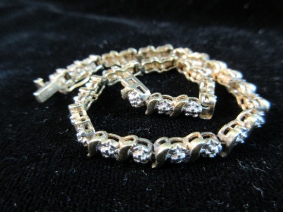 Gold Over Sterling Silver Tennis Bracelet