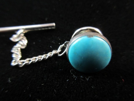 Sterling Silver Turquoise Stone Tie Pin