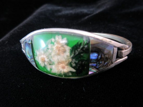 Vintage Made in Alpaca Mexico Silver Inlay Bracelet