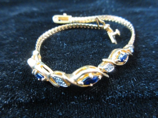 UTC Sterling Silver Blue Gemstone Bracelet