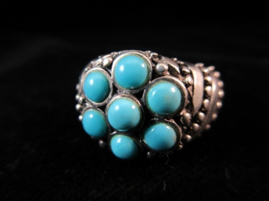 Vintage Thailand Turquoise Stone Sterling Silver Ring