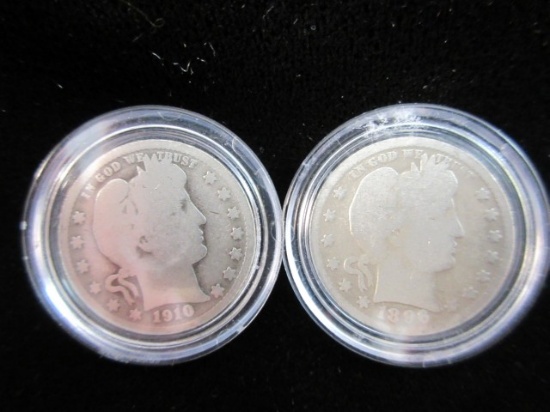 Encased Silver Quarter Dollar Lot of Two