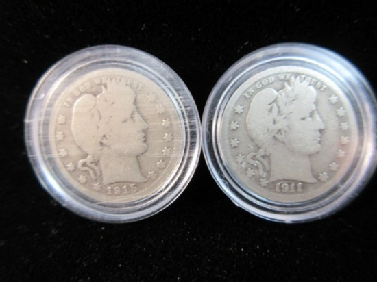 Encased Silver Quarter Dollar Lot of Two