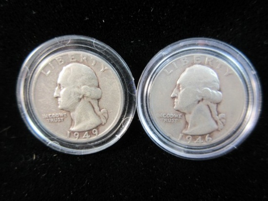 Encased Silver Quarter Dollar Lot of Two