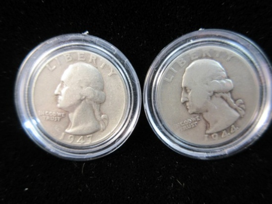 Encased Silver Quarter Dollar Lot of Two