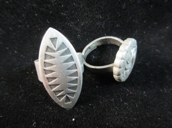 Vintage Denmark Pewter Ring Lot OF Two