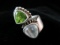 Large Moon stone and Peridot Gemstone Sterling Silver Ring