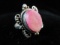 Pink Drusey Center Stone Sterling Silver Ring