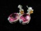 Large Pink Stone Sterling Silver Earrings