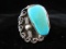 Old Pawn Native American Large Turquoise Stone Sterling Silver Ring
