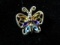 10k Yellow Gold Butterfly Pendant with Topaz and Amethyst Gemstones