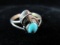 Turquoise Stone Sterling Silver Ring Vintage Circle Sterling Signed