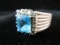 Sterling Silver Large Topaz Center Stone Ring