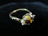 18K Gold Filled Tiger Eye Stone Vintage Ring