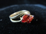 10K Yellow Gold Garnet Gemstone Ring