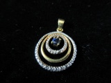 Sapphire Gemstone Sterling Silver Pendant Gold Overlay